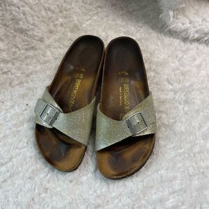 Birkenstock Madrid Matte Metallic glitter silver and Gold silver buckle …
